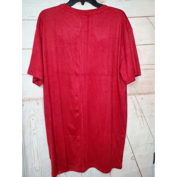 Gold Leaf Wine Red Designer Short Sleeve Suede Feel 2XL Shirt - Picture 5 of 12